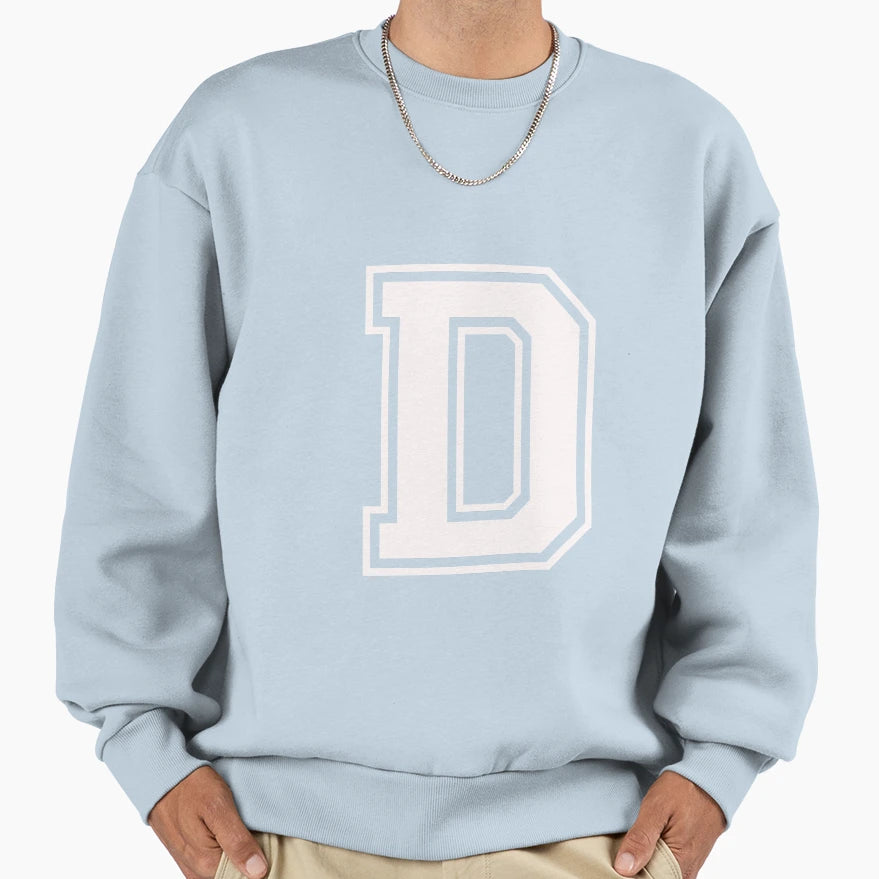 Letter D White Sweatshirt - Casual Everyday Wear Unisex - T-Shirt, Sweatshirt, Hoodie