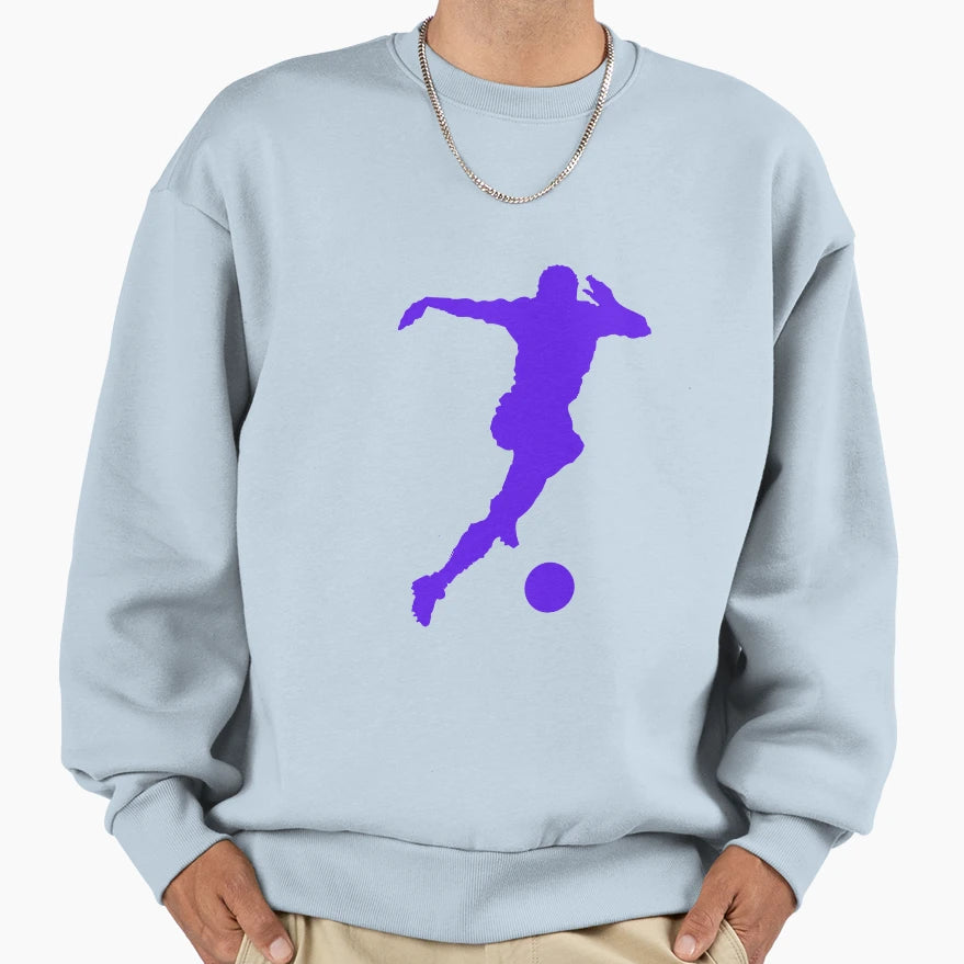 Football Blue Running Player Ball Sweatshirt - Novelty Apparel for Adults - T-Shirt, Sweatshirt, Hoodie