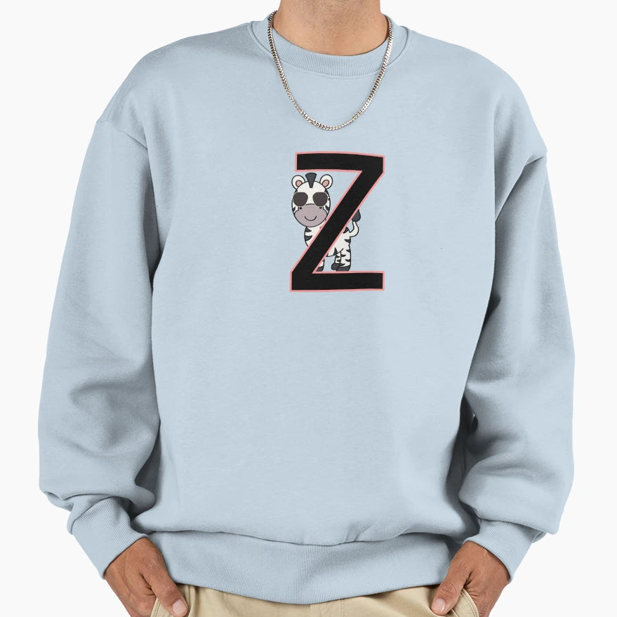 Alphabet Letter Z Animal Zebra Sweatshirt - Unique Graphic Unisex - T-Shirt, Sweatshirt, Hoodie