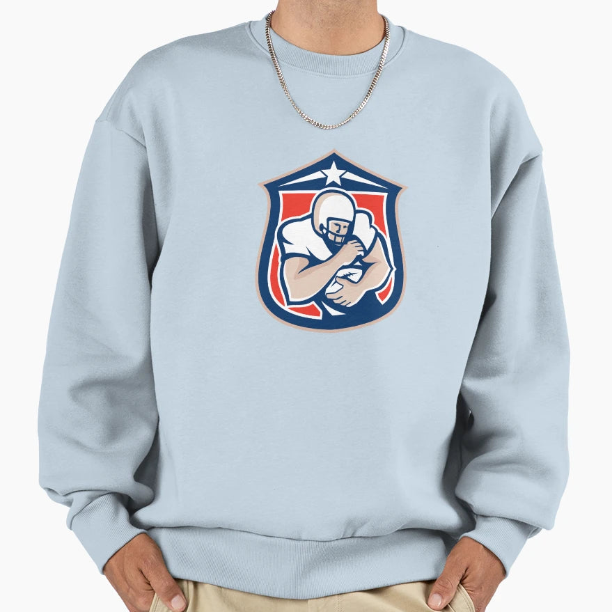 American Football Holding Ball Shield Sweatshirt - Custom Art Print Unisex - T-Shirt, Sweatshirt, Hoodie