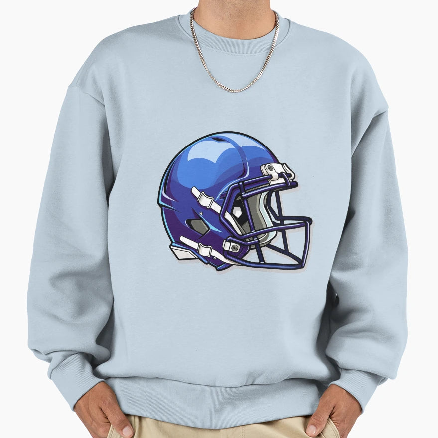 Blue Football Helmet Sweatshirt - Graphic Print Unisex - T-Shirt, Sweatshirt, Hoodie