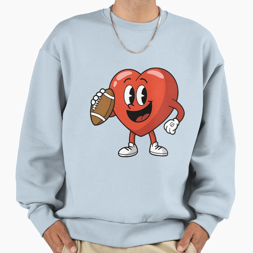 Heart Football Player Sports Lover Sweatshirt - Casual Everyday Wear Unisex - T-Shirt, Sweatshirt, Hoodie