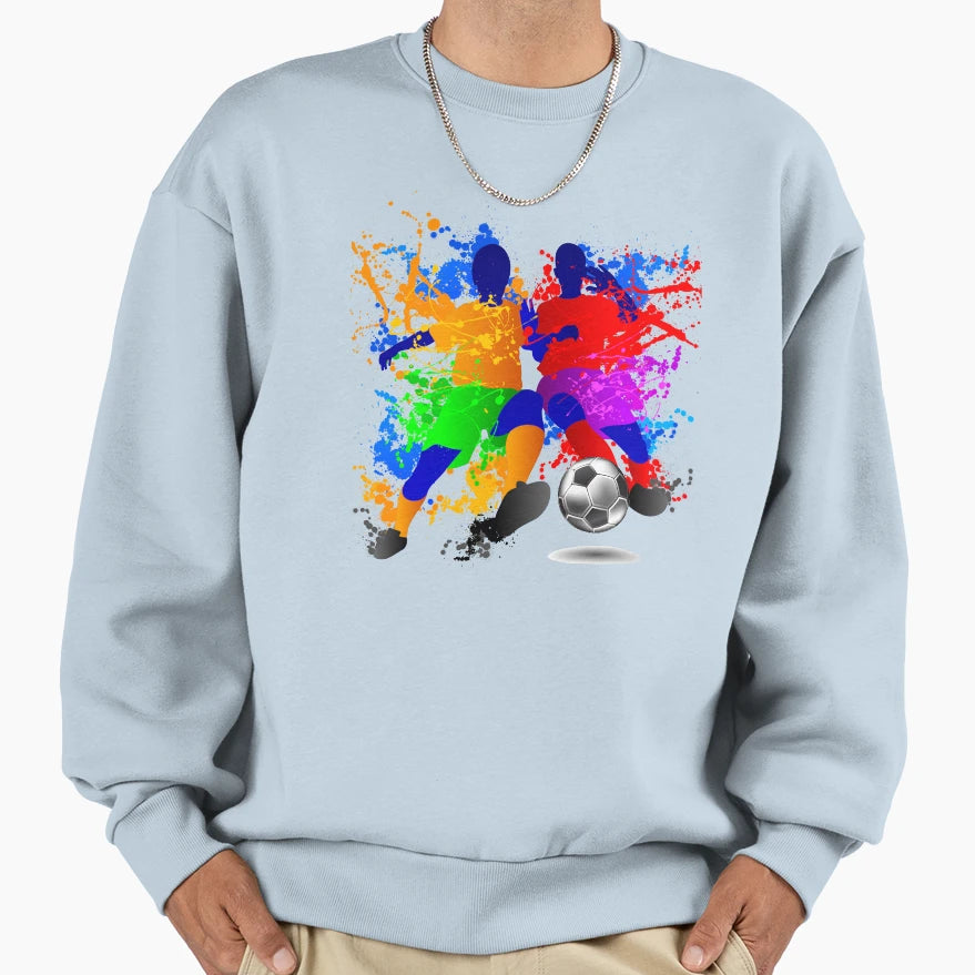 Soccer Players Dribble Paint Splash Sweatshirt - Unique Graphic for Adults - T-Shirt, Sweatshirt, Hoodie
