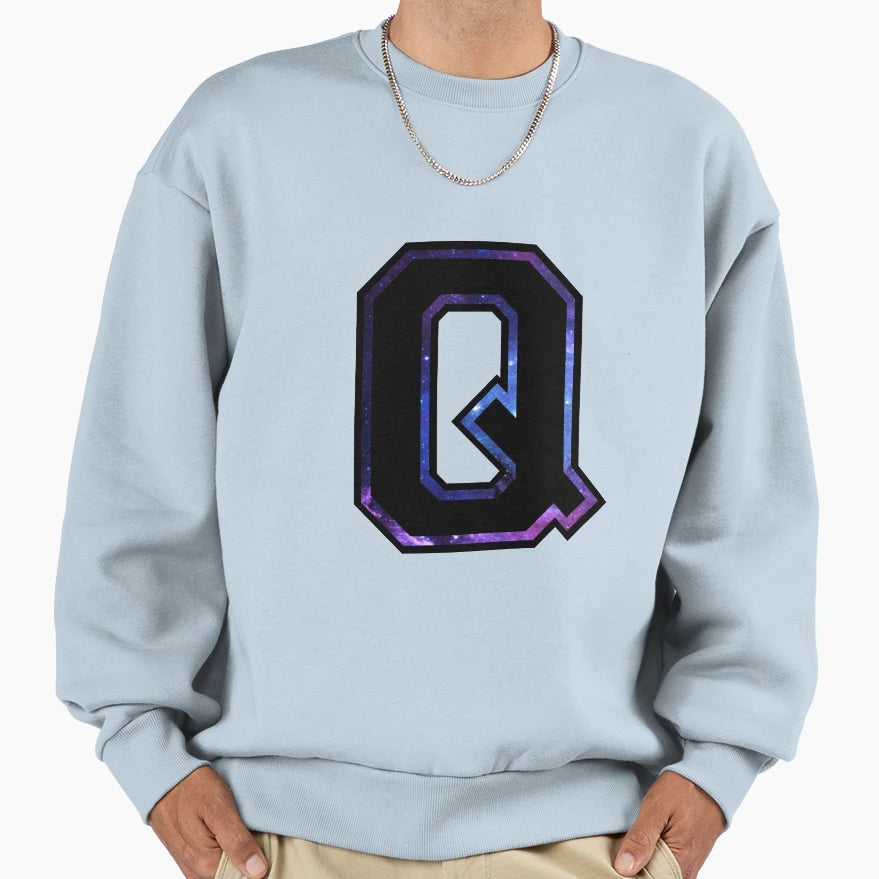 Q Varsity Letters Sweatshirt - Trendy Graphic for Adults - T-Shirt, Sweatshirt, Hoodie