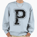 Initial Letter P Black Jersey Sweatshirt - Fun Novelty Design for Adults - T-Shirt, Sweatshirt, Hoodie