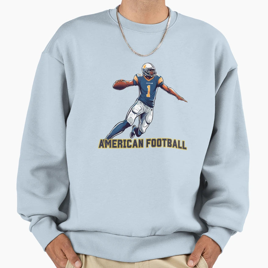 American Football Player Illustration Sweatshirt - Novelty Apparel Unisex - T-Shirt, Sweatshirt, Hoodie