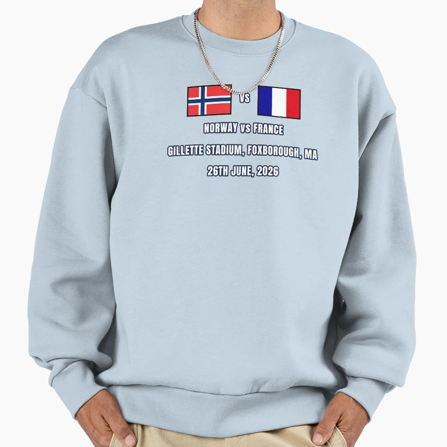 Norway Vs France 26 June 2026 Football Sweatshirt - Graphic Print Unisex - T-Shirt, Sweatshirt, Hoodie