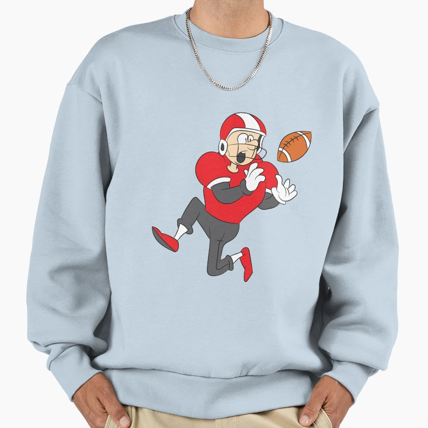 American Football Player Catches Football Sweatshirt - Graphic Print Unisex - T-Shirt, Sweatshirt, Hoodie