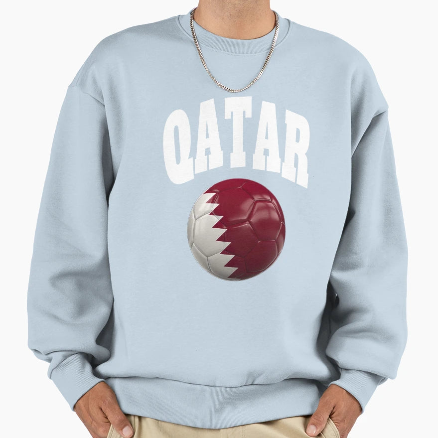 Qatar Football Ball Flag Sweatshirt - Graphic Print Unisex - T-Shirt, Sweatshirt, Hoodie