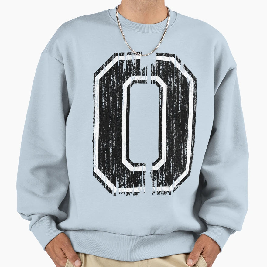 Bold Distressed Sports Number 0 Sweatshirt - Fun Novelty Design Unisex - T-Shirt, Sweatshirt, Hoodie