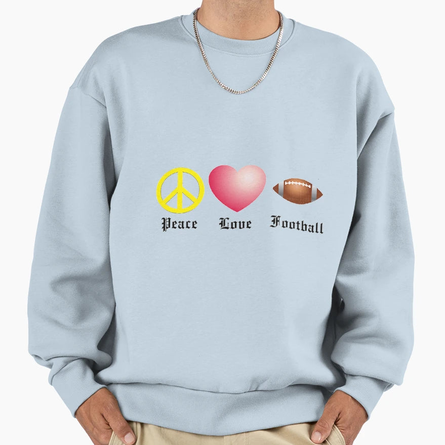 Peace Love Football Sweatshirt - Trendy Graphic for Adults - T-Shirt, Sweatshirt, Hoodie