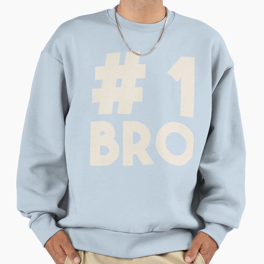 1 Bro Number 1 Brother Best Sweatshirt - Aesthetic Graphic for Adults - T-Shirt, Sweatshirt, Hoodie