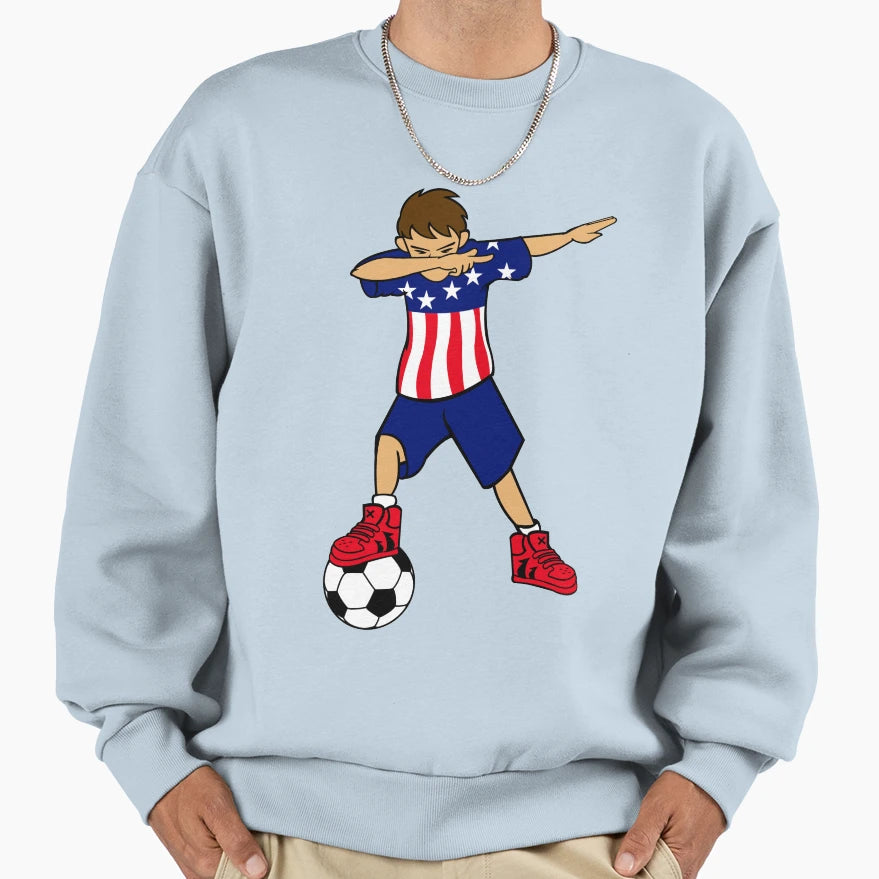 Dabbing Soccer Artwork American Sweatshirt - Aesthetic Graphic Men Women - T-Shirt, Sweatshirt, Hoodie