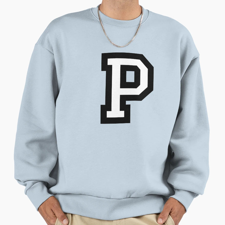 Letter P Two Color Sweatshirt - Minimalist Print for Adults - T-Shirt, Sweatshirt, Hoodie