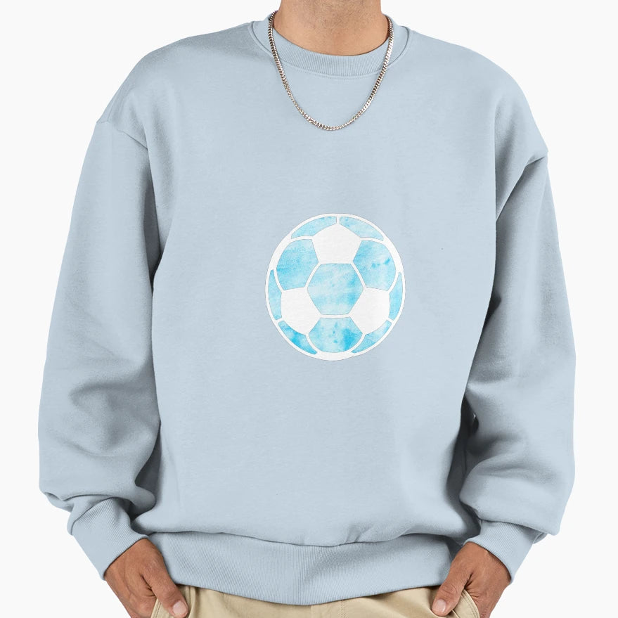 Soccer Ball Light Blue Sweatshirt - Casual Everyday Wear Men Women - T-Shirt, Sweatshirt, Hoodie