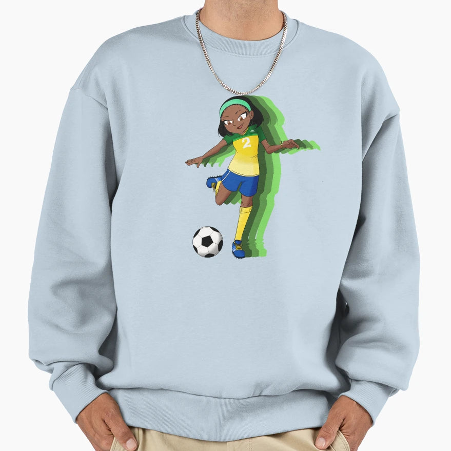 Female Soccer Player Green Sweatshirt - Novelty Apparel for Adults - T-Shirt, Sweatshirt, Hoodie