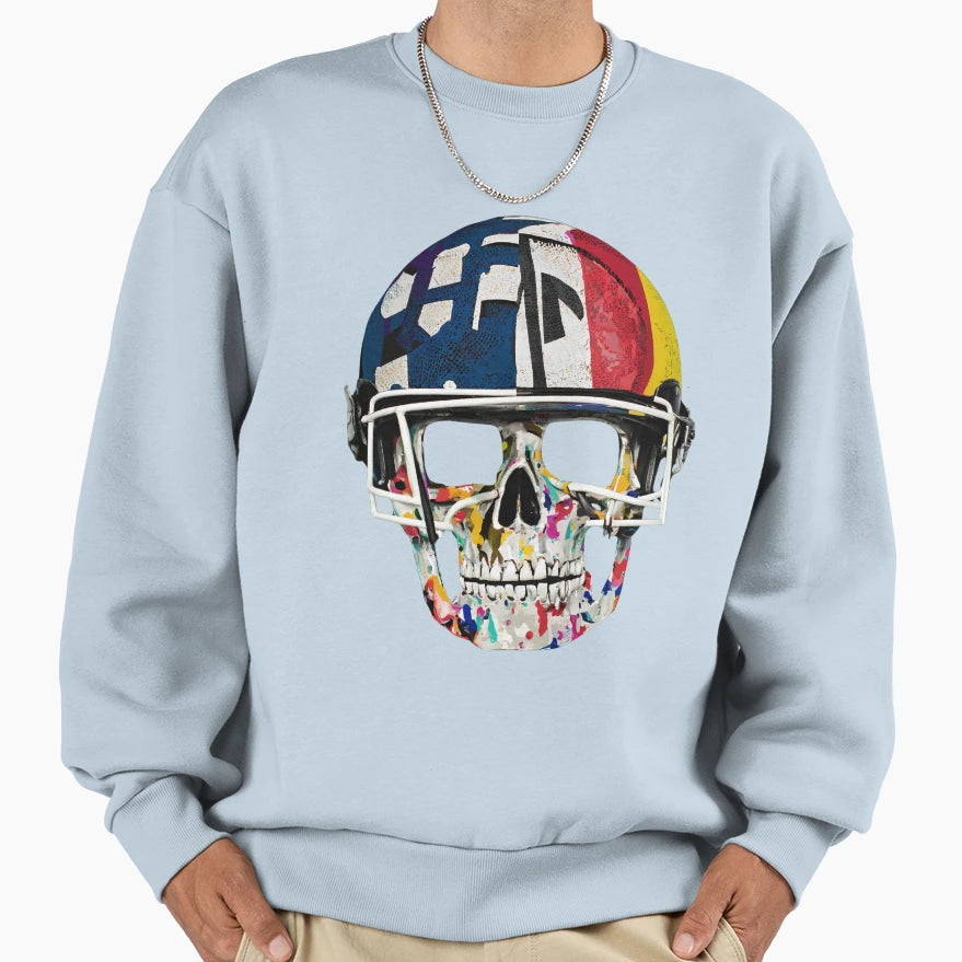 American Football Helmet Skull Sweatshirt - Streetwear Style Unisex - T-Shirt, Sweatshirt, Hoodie