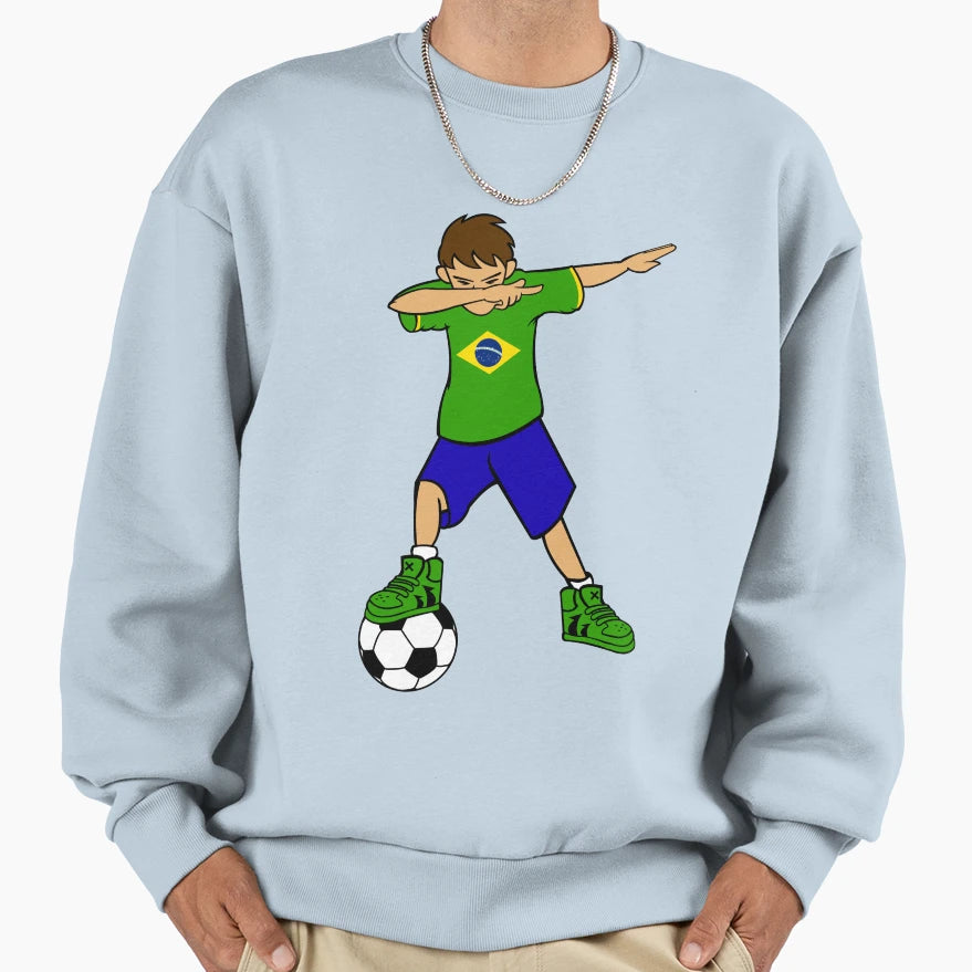 Dabbing Soccer Brazil Brazilian Sweatshirt - Novelty Apparel for Adults - T-Shirt, Sweatshirt, Hoodie