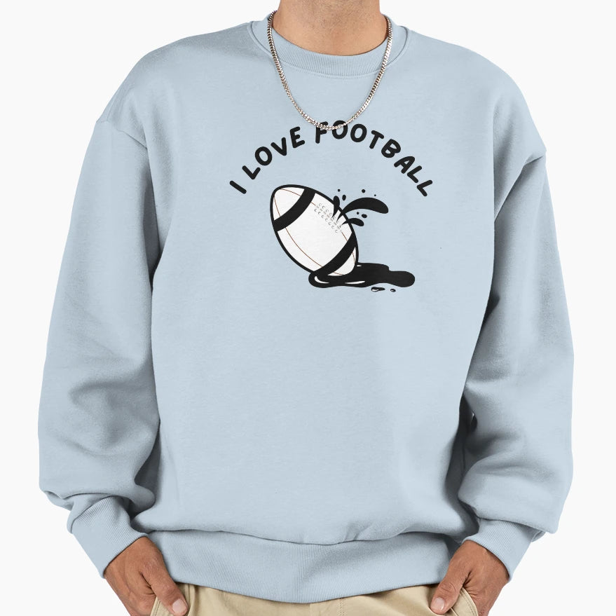 I Love Football Black Football Sweatshirt - Minimalist Print Men Women - T-Shirt, Sweatshirt, Hoodie