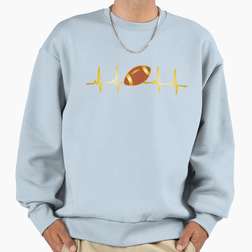 Football Picture Ecg Heartbeat Sweatshirt - Fun Novelty Design for Adults - T-Shirt, Sweatshirt, Hoodie