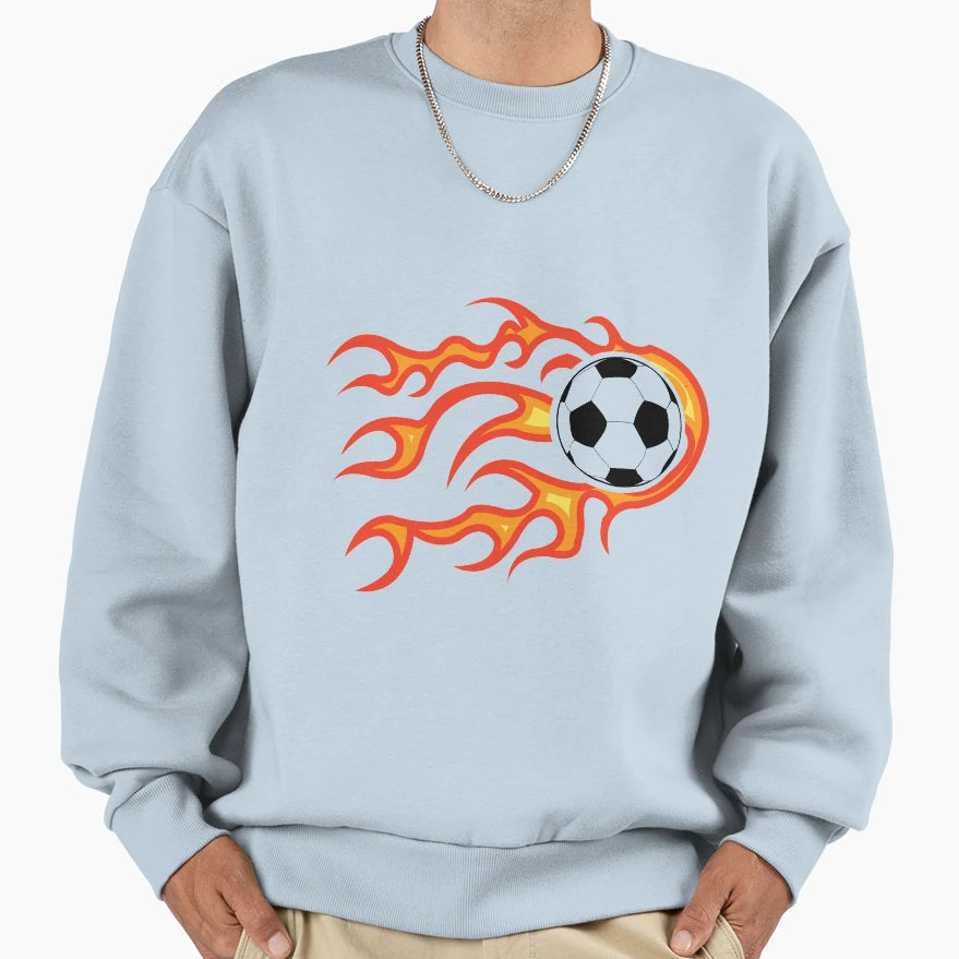 Soccer Ball Fire Sweatshirt - Fun Novelty Design for Adults - T-Shirt, Sweatshirt, Hoodie