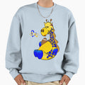 Blue Gold Football Giraffe Cartoon Sweatshirt - Custom Art Print Men Women - T-Shirt, Sweatshirt, Hoodie