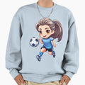 Happy Playing Football Blue Sweatshirt - Casual Everyday Wear Men Women - T-Shirt, Sweatshirt, Hoodie