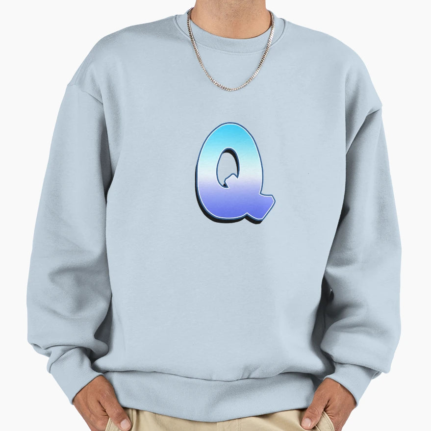 Letter Q Purple Blue Sweatshirt - Novelty Apparel for Adults - T-Shirt, Sweatshirt, Hoodie