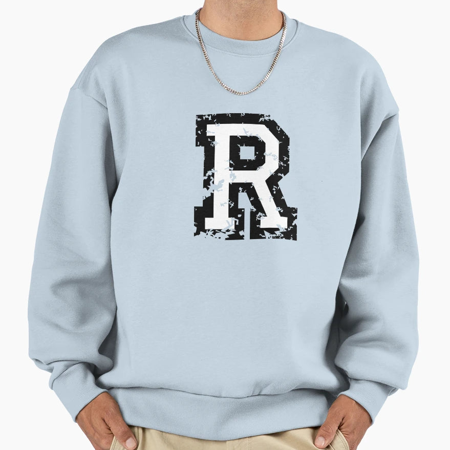 Letter R Distressed Two Color Sweatshirt - Streetwear Style Men Women - T-Shirt, Sweatshirt, Hoodie