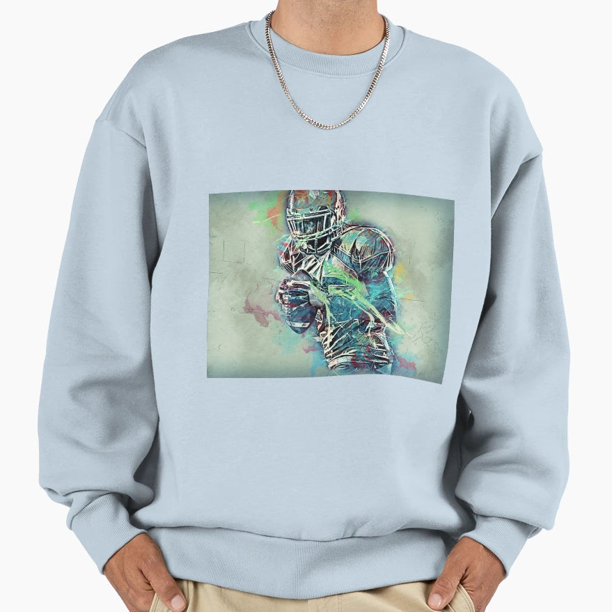 American Football Player Sweatshirt - Trendy Graphic for Adults - T-Shirt, Sweatshirt, Hoodie