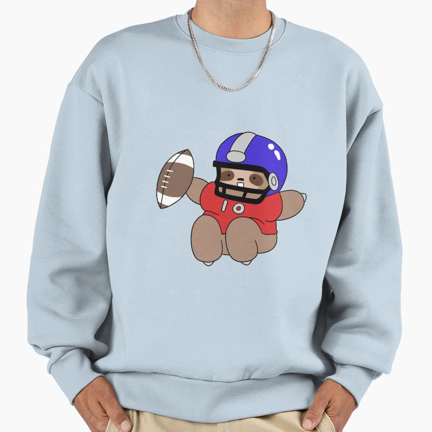 Football Player Sloth Sweatshirt - Unique Graphic Men Women - T-Shirt, Sweatshirt, Hoodie