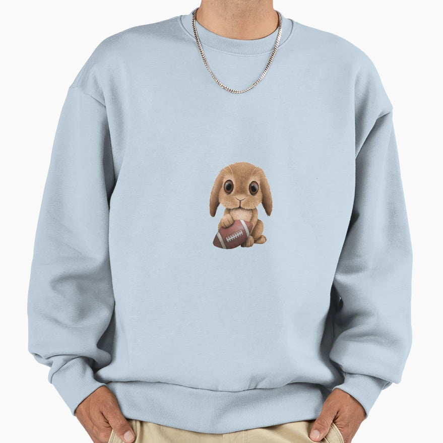 Bunny Playing Football Sweatshirt - Streetwear Style for Adults - T-Shirt, Sweatshirt, Hoodie