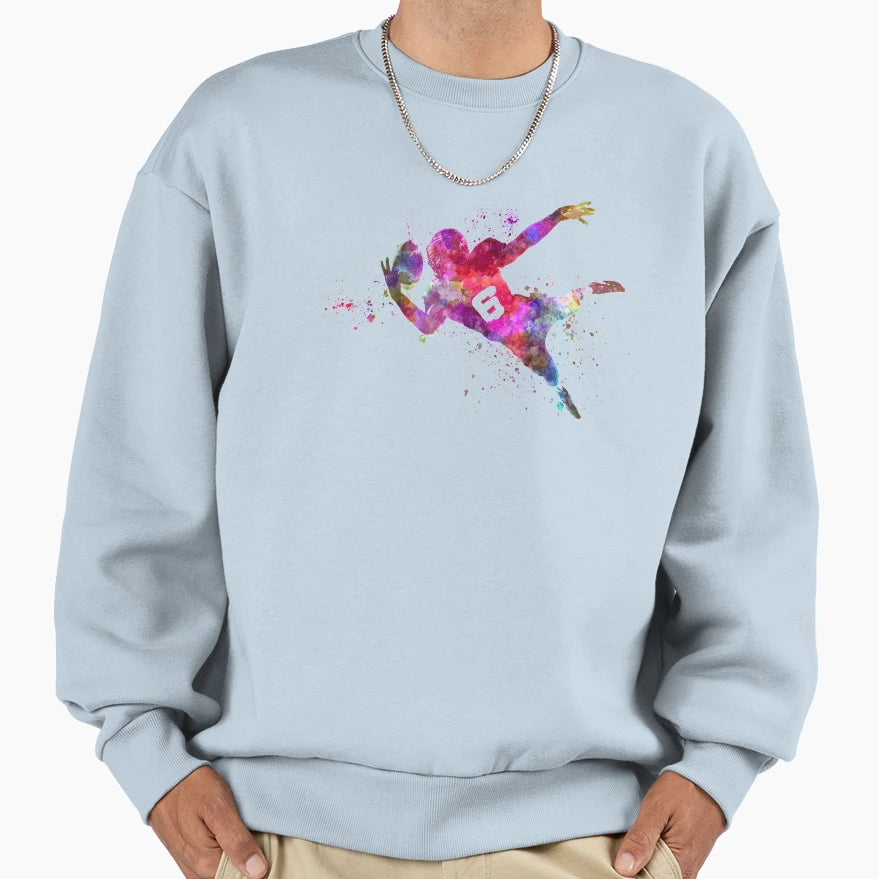 American Football Player Catching Sweatshirt - Aesthetic Graphic Men Women - T-Shirt, Sweatshirt, Hoodie