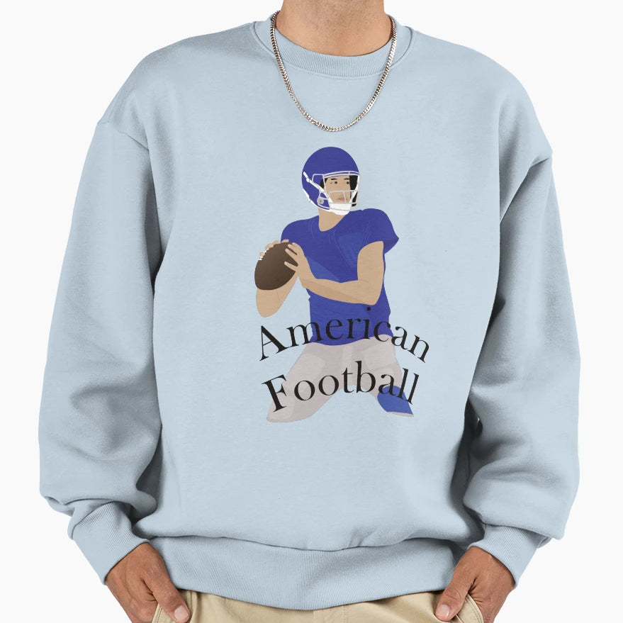 American Football Player Action Sweatshirt - Minimalist Print for Adults - T-Shirt, Sweatshirt, Hoodie