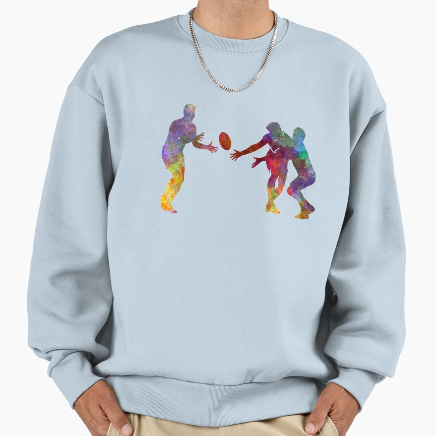 Rugby Players 02 Watercolor Sweatshirt - Fun Novelty Design for Adults - T-Shirt, Sweatshirt, Hoodie