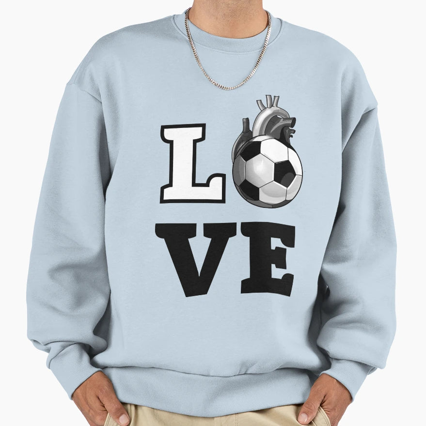 Love Soccer Sweatshirt - Minimalist Print for Adults - T-Shirt, Sweatshirt, Hoodie