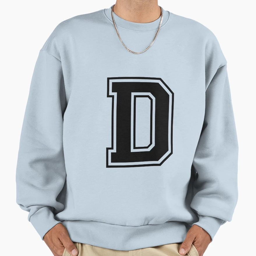 Letter D Black Sweatshirt - Casual Everyday Wear Unisex - T-Shirt, Sweatshirt, Hoodie