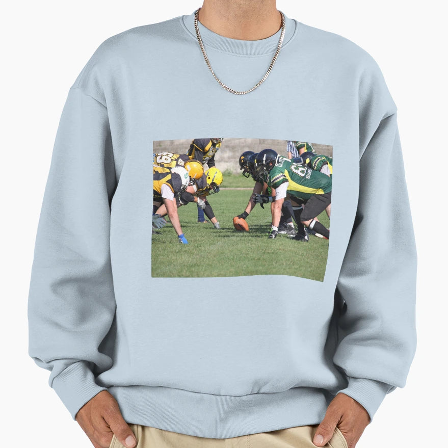 American Football Players Scrimmage Sweatshirt - Unique Graphic for Adults - T-Shirt, Sweatshirt, Hoodie