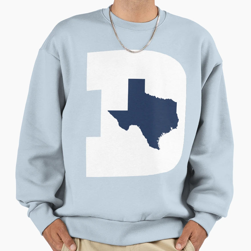 D Texas White Blue Sweatshirt - Minimalist Print Men Women - T-Shirt, Sweatshirt, Hoodie