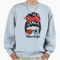 Mom Life Messy Bun Hair Funny Sweatshirt - Trendy Graphic for Adults - T-Shirt, Sweatshirt, Hoodie