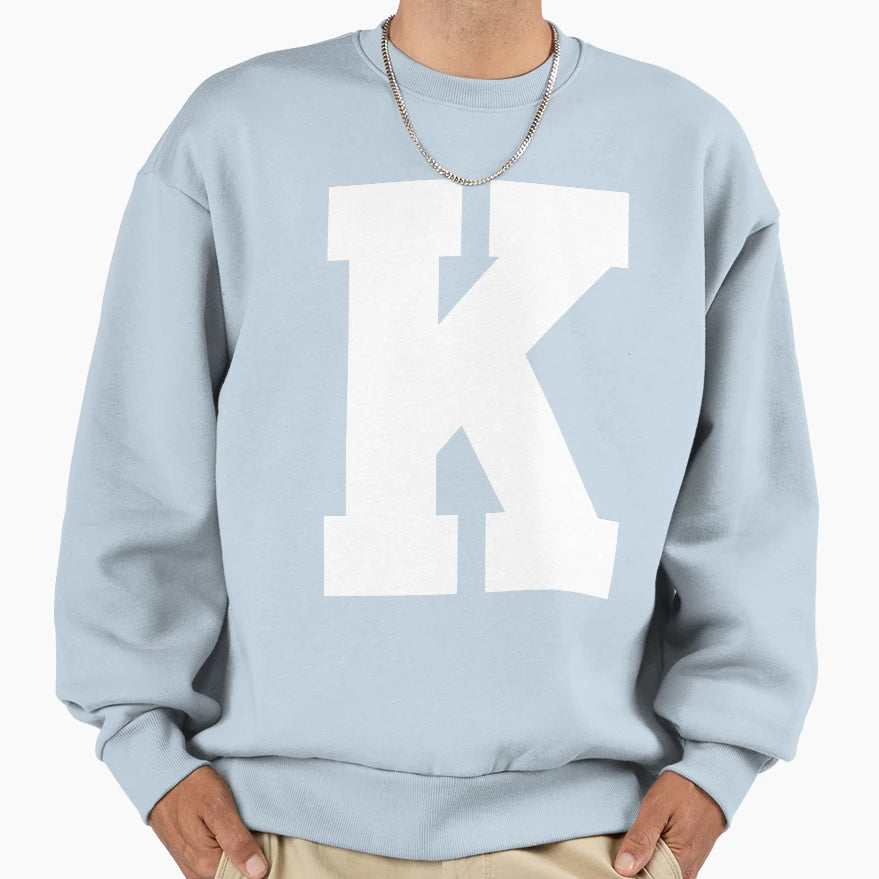 Alphabet White K Sports Letter K Sweatshirt - Custom Art Print Men Women - T-Shirt, Sweatshirt, Hoodie