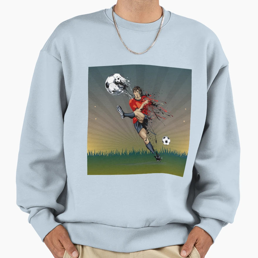 Football Player Kicking Ball Sweatshirt - Casual Everyday Wear for Adults - T-Shirt, Sweatshirt, Hoodie