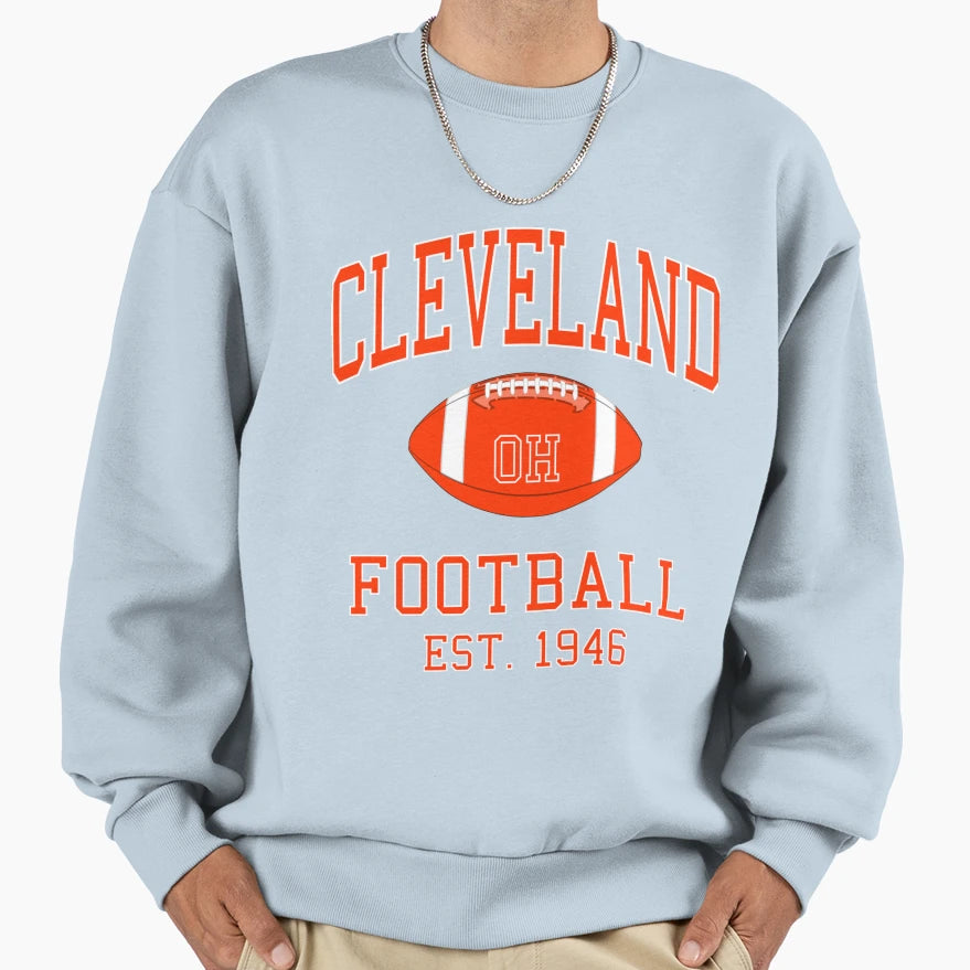 Cleveland Football Sweatshirt - Trendy Graphic Men Women - T-Shirt, Sweatshirt, Hoodie