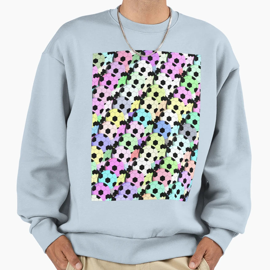 Football Soccer Balls Colorful Sweatshirt - Aesthetic Graphic Unisex - T-Shirt, Sweatshirt, Hoodie