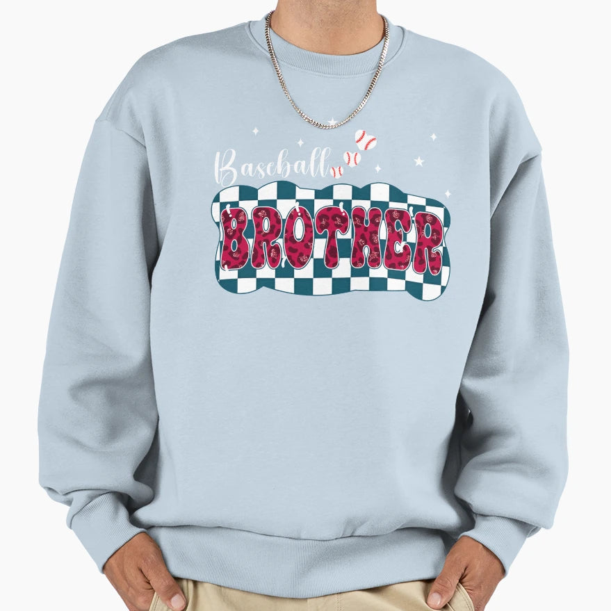 Baseball Brother Checkerboard Leopard Sweatshirt - Streetwear Style Unisex - T-Shirt, Sweatshirt, Hoodie