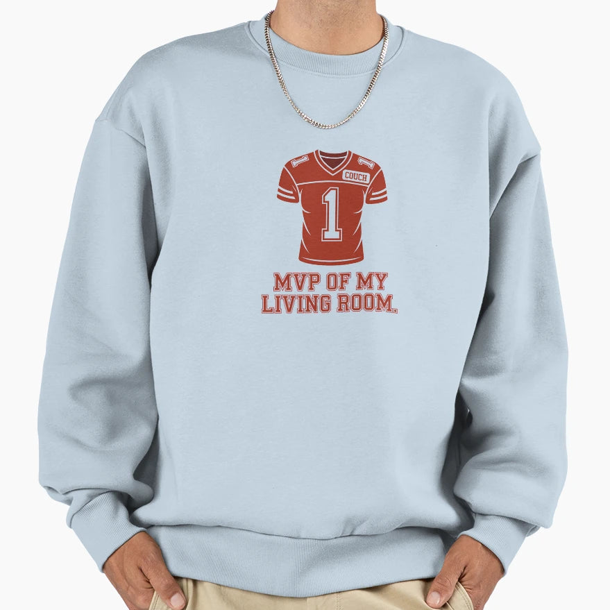 Living Room Mvp Football Jersey Sweatshirt - Novelty Apparel for Adults - T-Shirt, Sweatshirt, Hoodie
