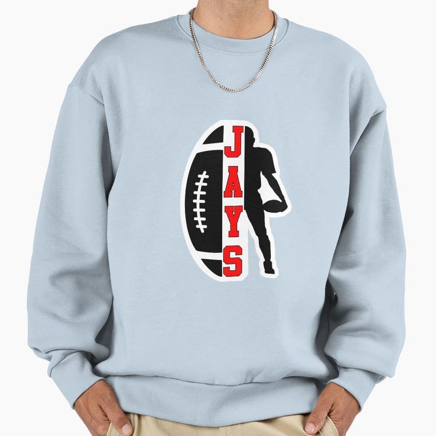 Jc Jays Football Split Name Sweatshirt - Trendy Graphic for Adults - T-Shirt, Sweatshirt, Hoodie