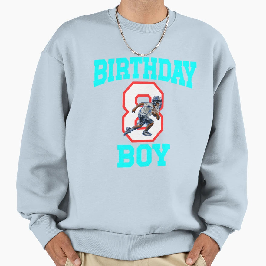 8 Year Old Football 8Th Birthday Sweatshirt - Graphic Print Men Women - T-Shirt, Sweatshirt, Hoodie