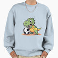 Dinosaur Playing Football Sweatshirt - Graphic Print Unisex - T-Shirt, Sweatshirt, Hoodie