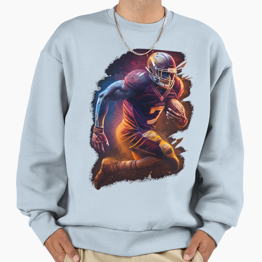 Running American Football Player Sports Sweatshirt - Trendy Graphic Unisex - T-Shirt, Sweatshirt, Hoodie
